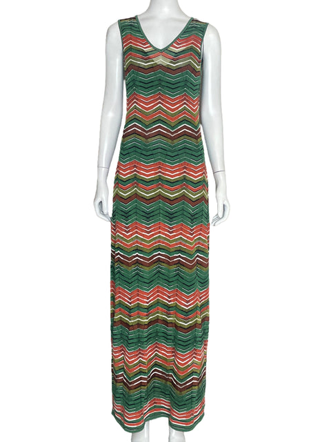 Vestido Missoni ZigZag Maxi Verde-Talla 10
