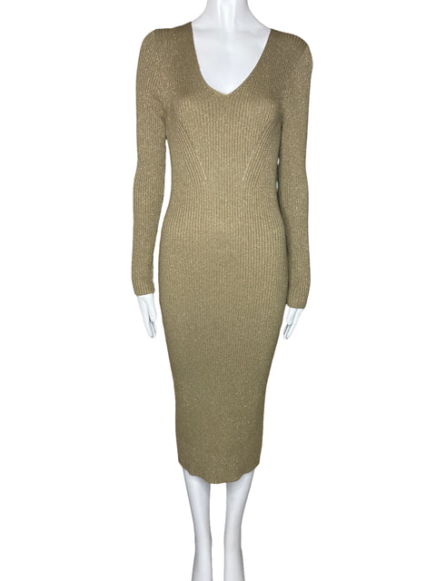 Vestido Michael Kors Acanalado Brillo Dorado-Talla S