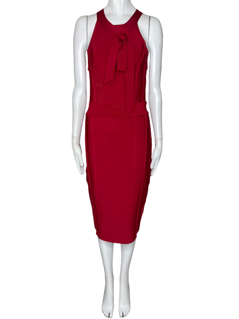 Vestido BEBE Lazo Halter Rojo-Talla L