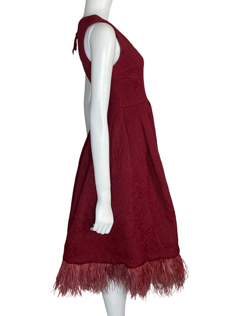 Vestido Tracy Reese Midi Feathers Rojo-Talla 6