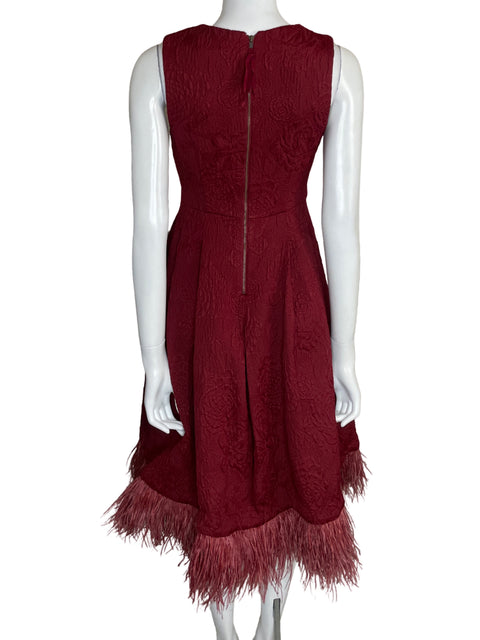 Vestido Tracy Reese Midi Feathers Rojo-Talla 6