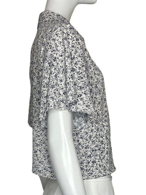 Blusa Zara Cruzada Flores Blanco - Talla M
