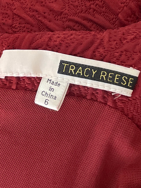 Vestido Tracy Reese Midi Feathers Rojo-Talla 6