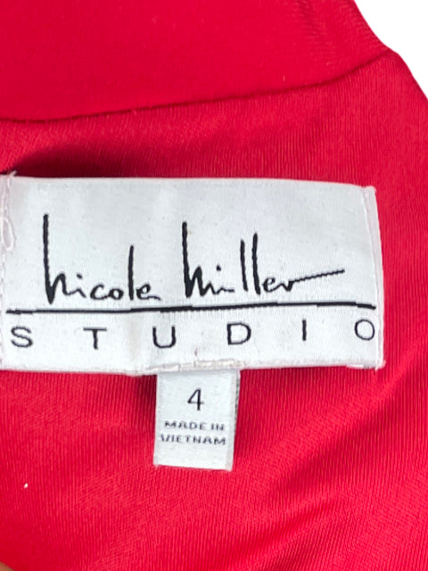 Vestido Nicole Miller Halter Mangas Rojo-Talla 4