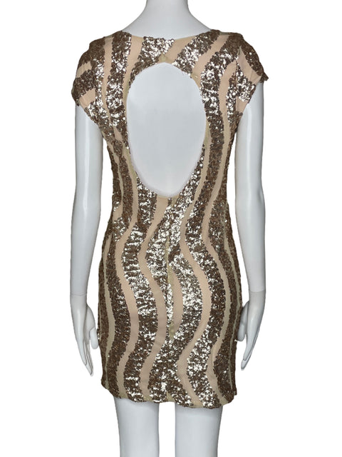 Vestido Potter's Pot Lentejuelas Beige-Talla M