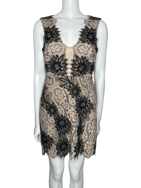 Vestido BCBG Mini Encaje Beige-Talla 06