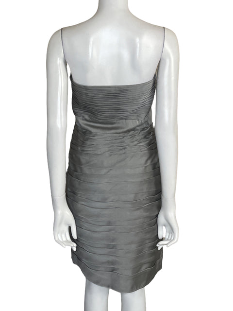 Vestido Monique Lhuillier Mini Strapples Gris-Talla 8