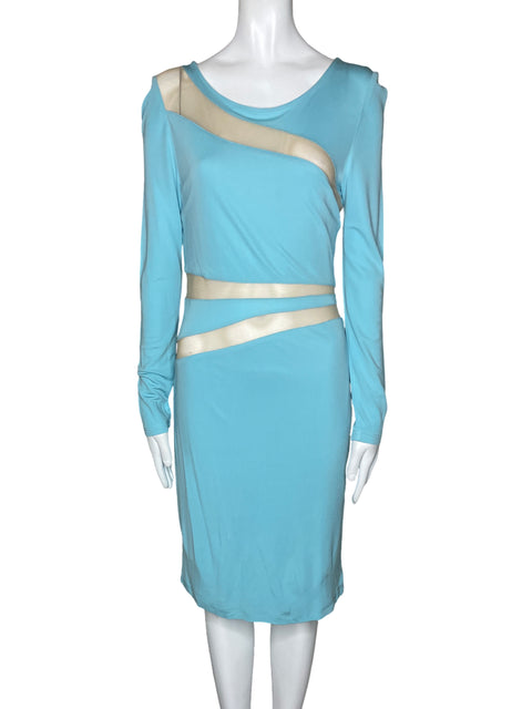 Vestido ABS Midi Mangas Azul-Talla M