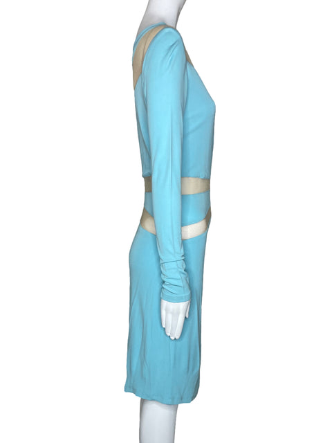 Vestido ABS Midi Mangas Azul-Talla M