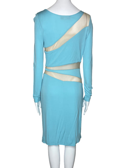 Vestido ABS Midi Mangas Azul-Talla M