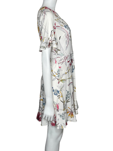 Vestido BCBG Floral Fluido Blanco-Talla XS