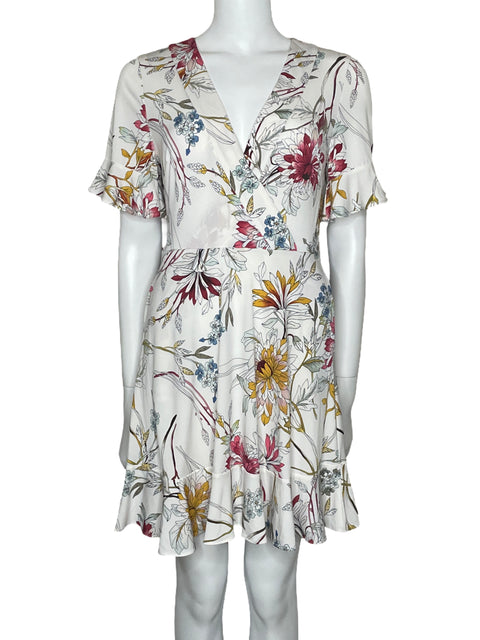 Vestido BCBG Floral Fluido Blanco-Talla XS
