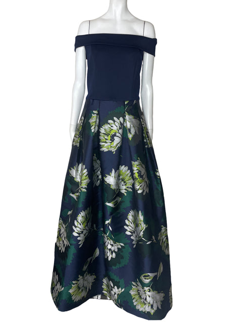 Vestido Eliza J Off Shoulder Flores Azul-Talla 14