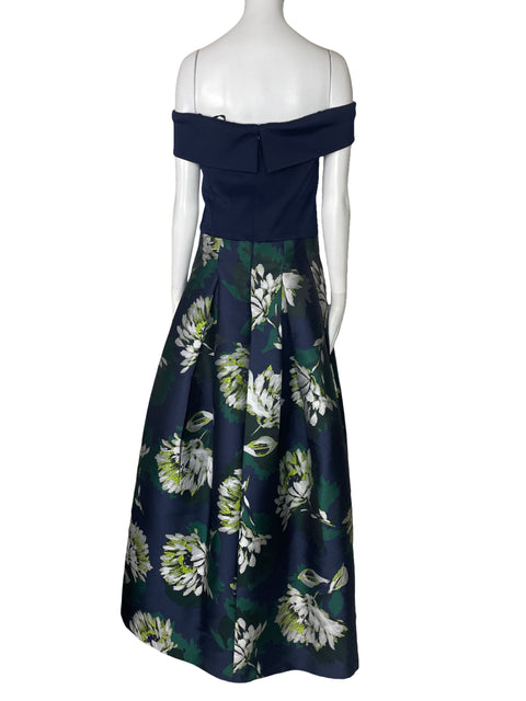 Vestido Eliza J Off Shoulder Flores Azul-Talla 14