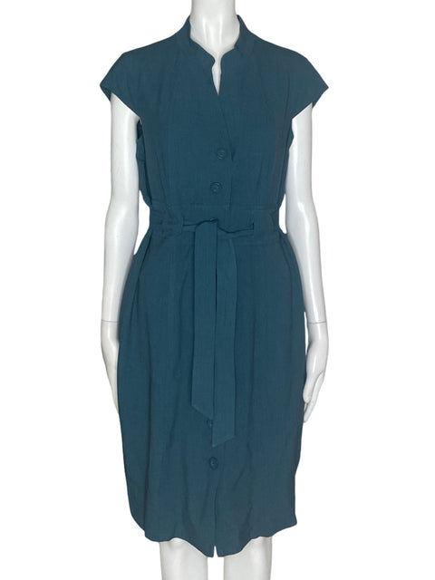 Vestido Calvin Klein Cuello Chino Verde- Talla M