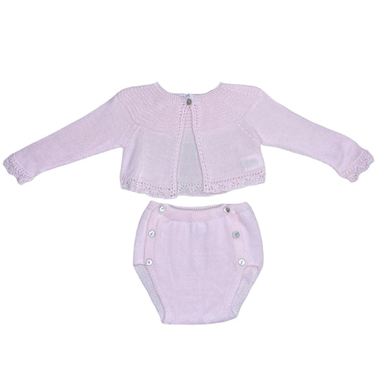 Set Mac Ilusión Manga Larga Tejido Rosado-Talla 
6M
