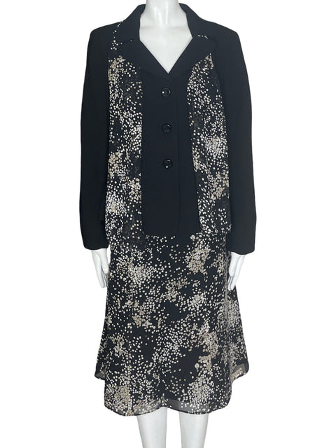 Set Suit Studio Falda/Blazer/Bufanda Negro- Talla 10