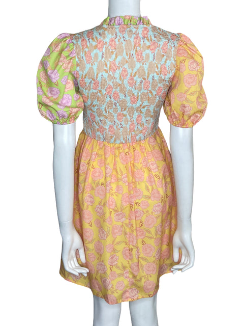 Vestido Never Fully Dressed Mini Floral Amarillo-Talla 8