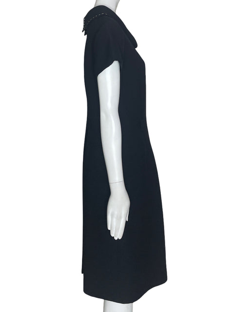 Vestido Tahari Cuello Boton Negro- Talla 10
