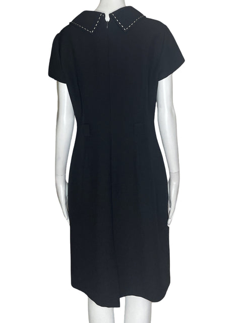 Vestido Tahari Cuello Boton Negro- Talla 10