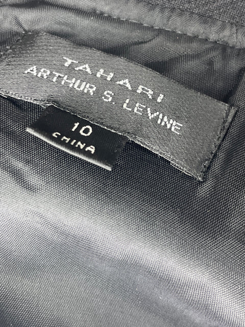 Vestido Tahari Cuello Boton Negro- Talla 10