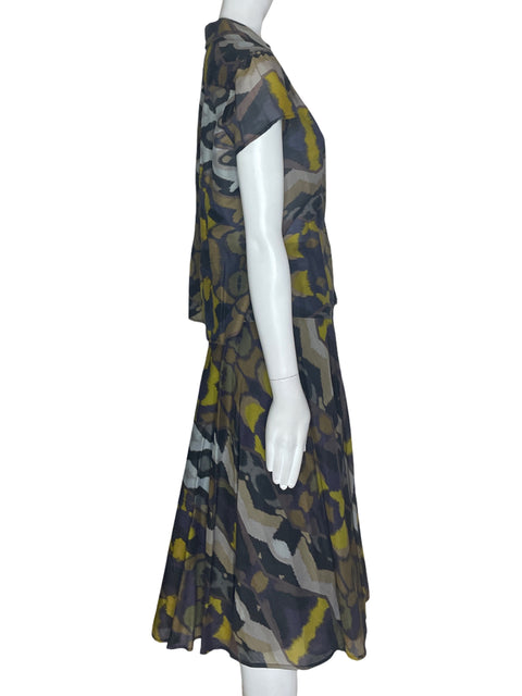 Set Kasper Estampado Blazer/Falda Marron- Talla 8