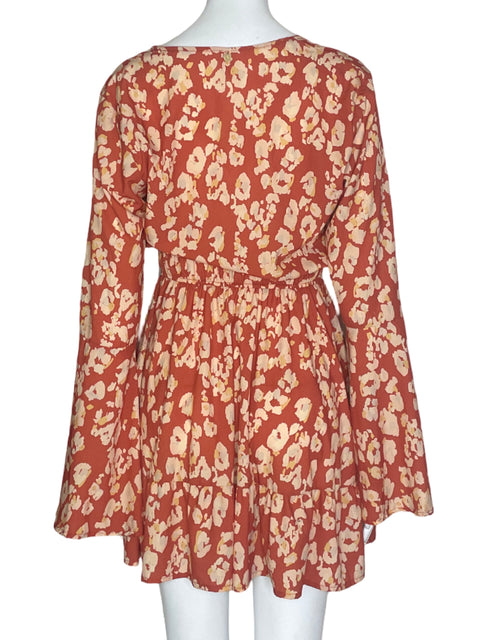 Vestido Smeralda Manga Acampanada Naranja- Talla S