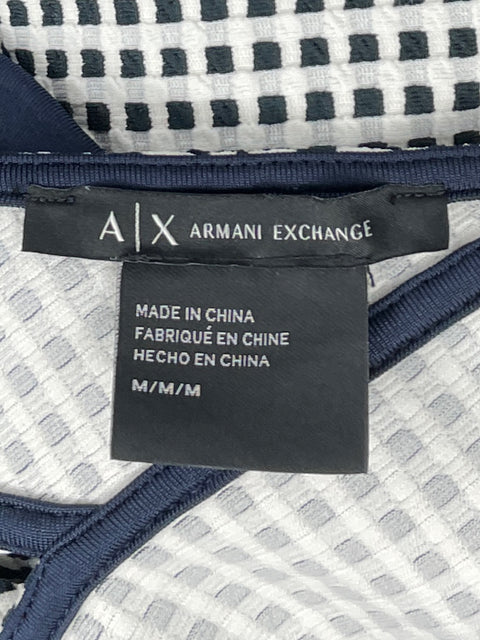 Vestido Armani Exchange Cuadros Manga Corta Blanco-Talla M