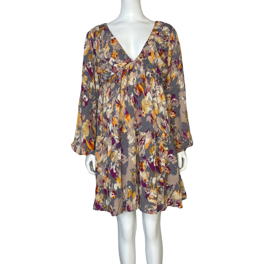Vestido She+Sky Estampado Manga Puff Marròn-Talla L