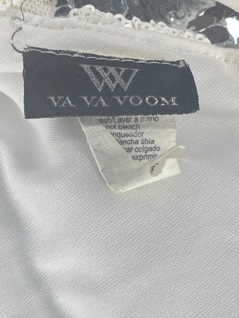 Vestido Va Va Voom Lentejuelas Flores Plateado-Talla M