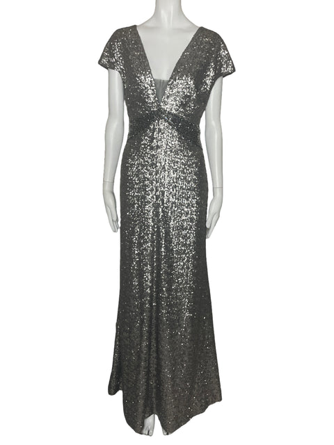 Vestido Pamella Roland Lentejuela Plateado-Talla 8