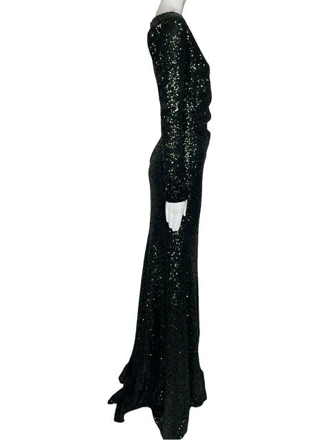 Vestido Badgley Mischka Lentejuela Verde-Talla 6