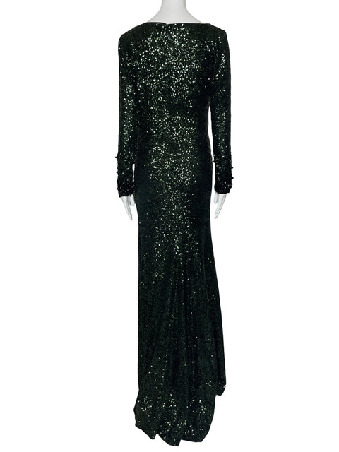 Vestido Badgley Mischka Lentejuela Verde-Talla 6