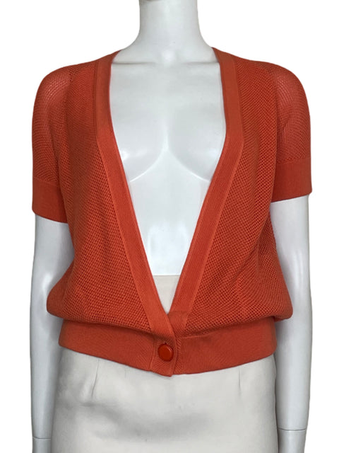 Cárdigan Hermés De Punto Botón Naranja-Talla 38