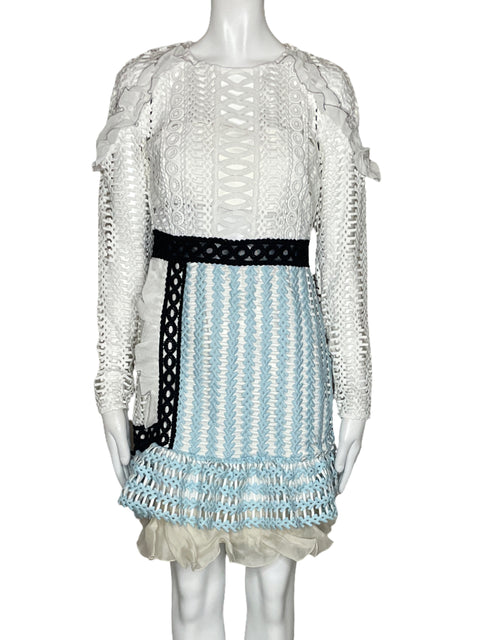 Vestido Self-Portrait Rafia Blanco-Talla 6