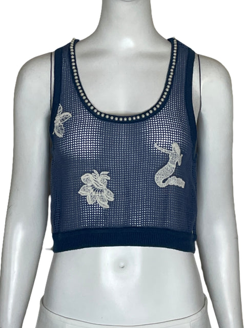Top Agua Bendita Punto Sirena Azul-Talla S