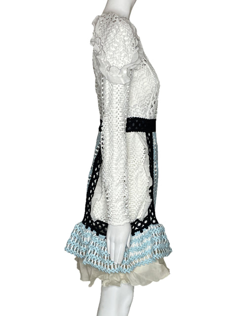 Vestido Self-Portrait Rafia Blanco-Talla 6