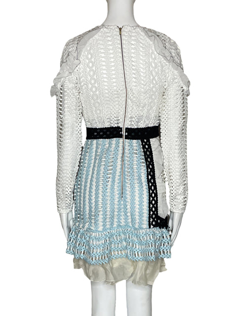 Vestido Self-Portrait Rafia Blanco-Talla 6