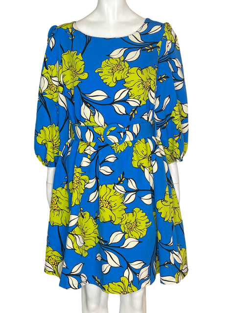 Vestido Blu Royal Estampado Verde- Talla U