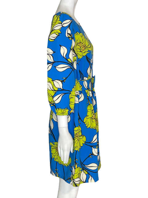 Vestido Blu Royal Estampado Verde- Talla U