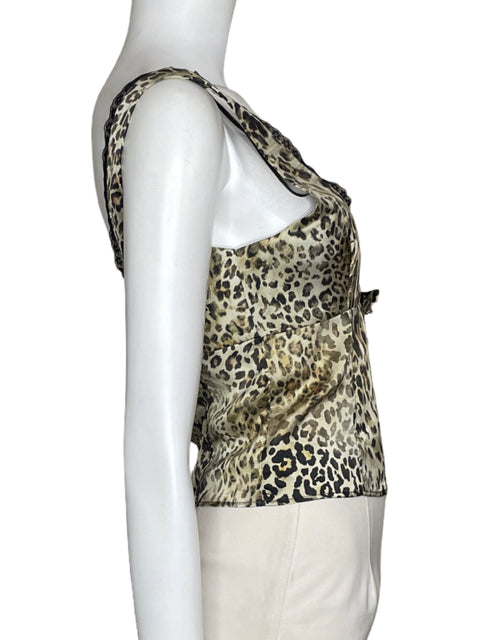 Top Zara Animal Print Encaje Beige-Talla M