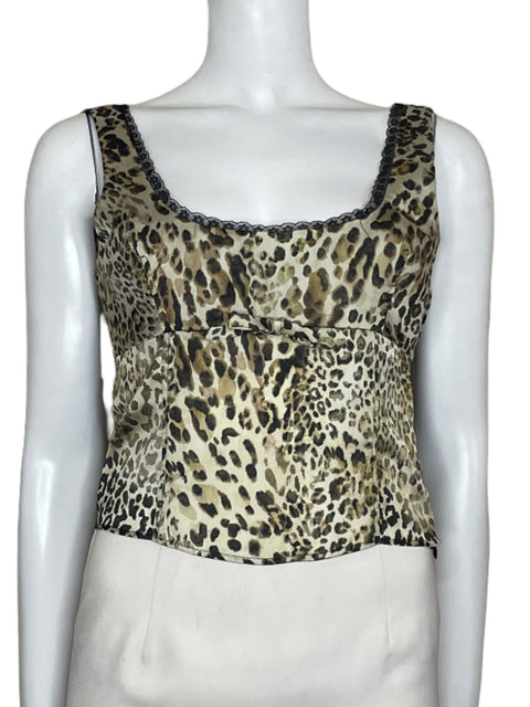 Top Zara Animal Print Encaje Beige-Talla M