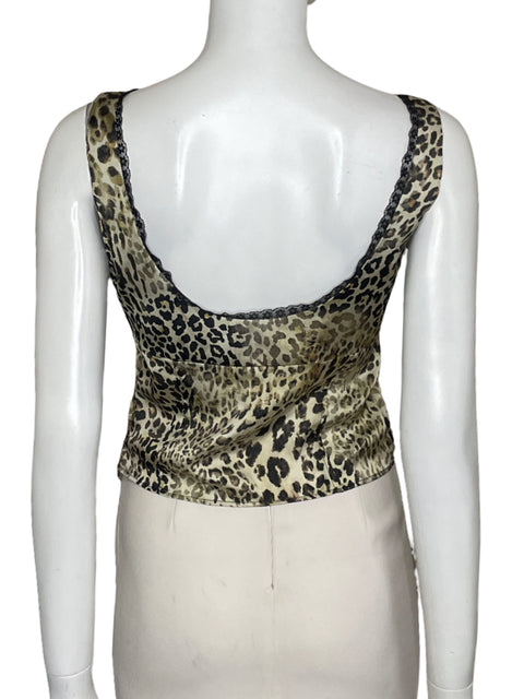 Top Zara Animal Print Encaje Beige-Talla M