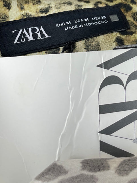 Top Zara Animal Print Encaje Beige-Talla M