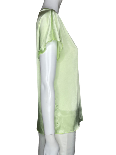 Blusa Nicole Miller Satinada Verde-Talla S