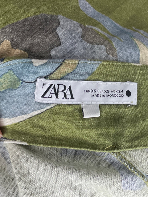 Vestido Zara One Shoulder Midi Verde-Talla XS