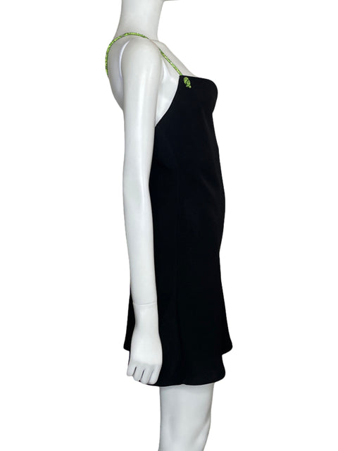 Vestido Zara Fluido Tiras Brillantes Negro-Talla XS