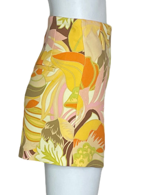 Shorts Zara Estampado Floral Amarillo-Talla XS