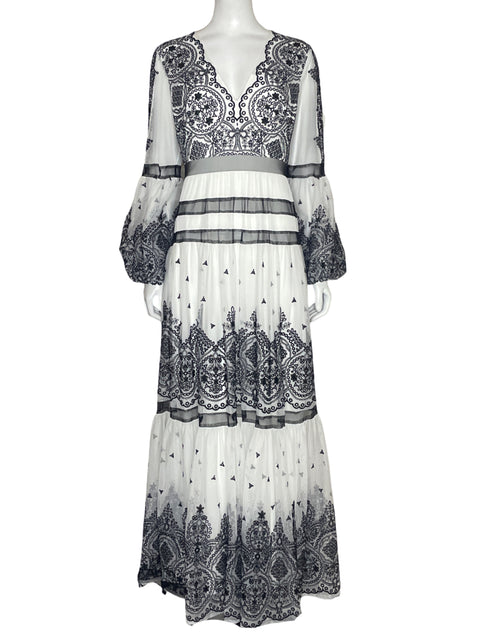 Vestido BCBG Bordado Blanco-Talla 2