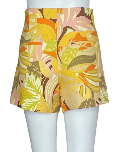 Shorts Zara Estampado Floral Amarillo-Talla XS